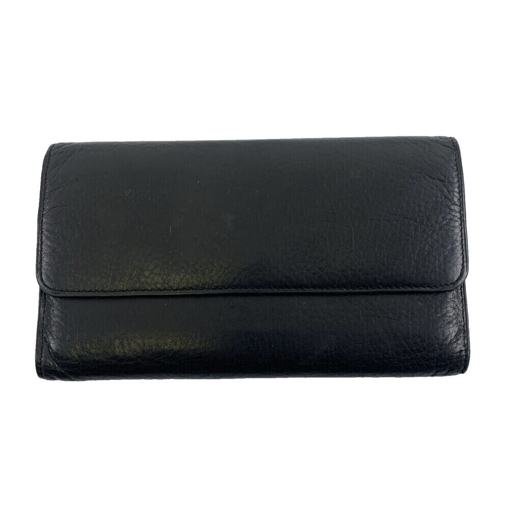 Osgoode Marley‎ Checkbook Wallet Black Soft Leather Flap Snap Long Pen Slot ID